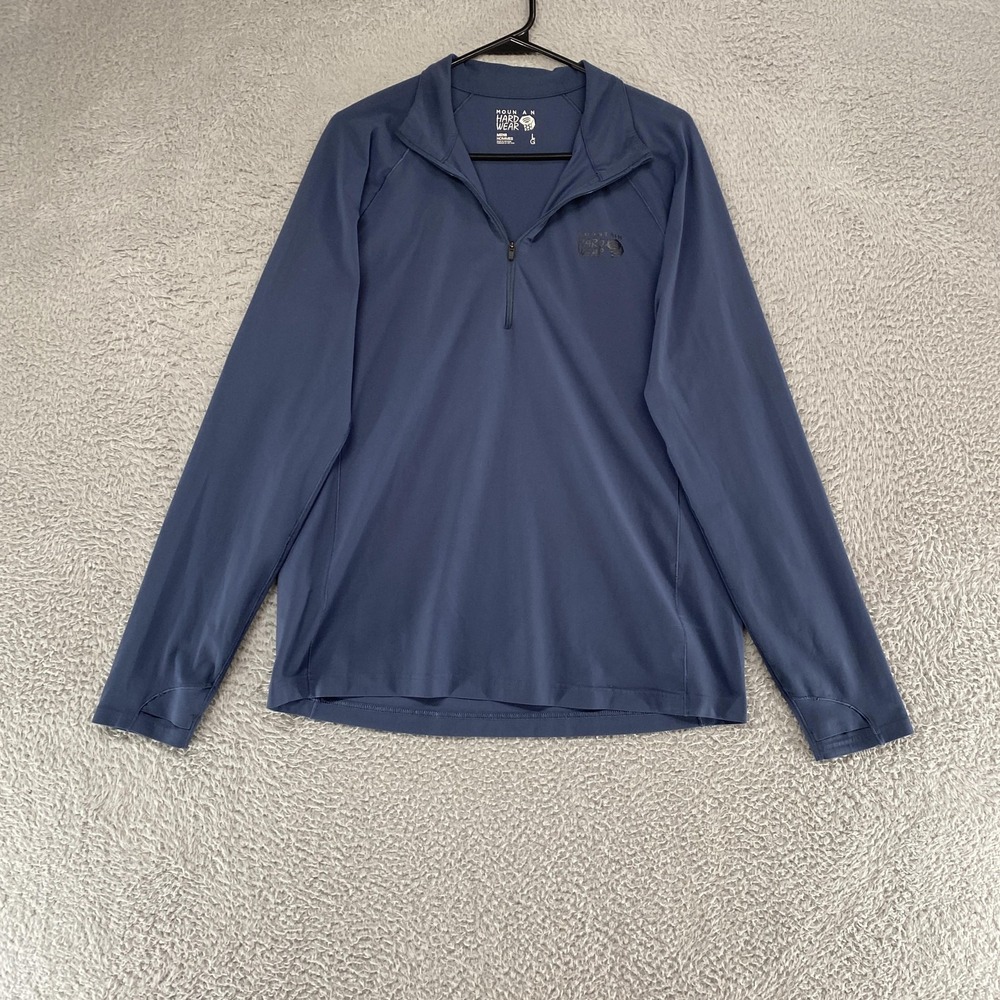 Mountain Hardwear Pullover Mens Large Blue 1/4 Zip Hiking Running Outdoor Shirt